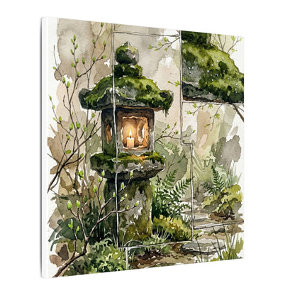 Stone Lantern Watercolor Canvas Art | Elegant Japandi Art