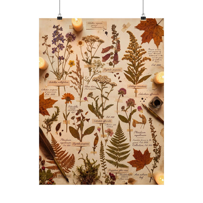 Autumn Dried Flowers Herbarium Wall Art Print | Earthy Decor