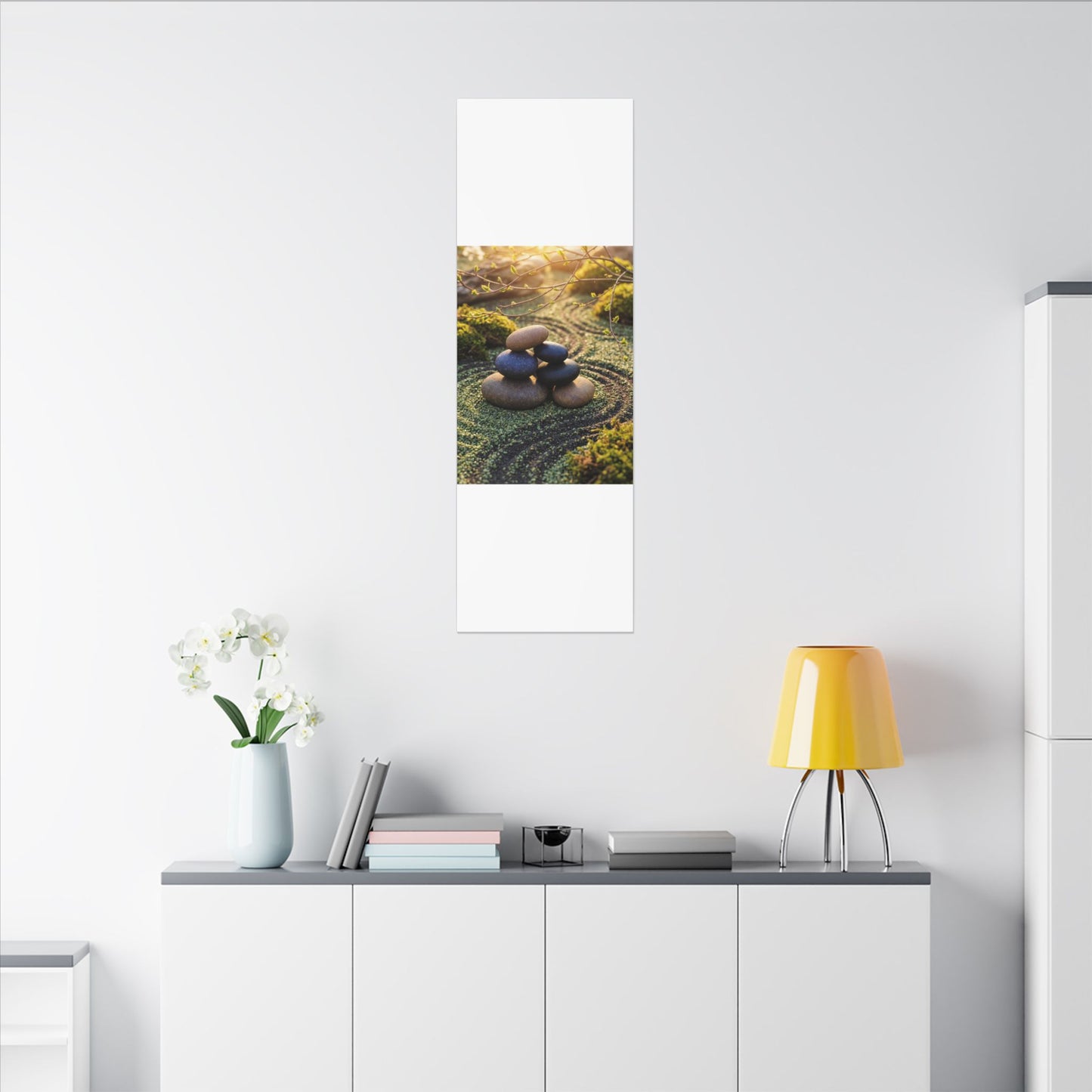 Zen River Stones in Golden Hour | Karesansui Canvas Art
