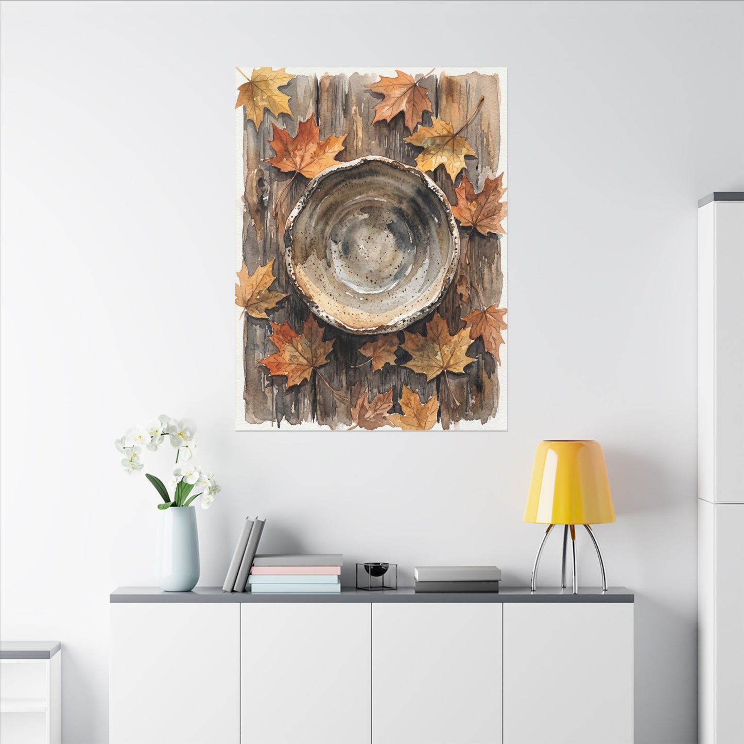 Ma Ceramic Bowl Canvas Art - Japandi Watercolor