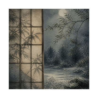 Winter Shoji Screen Watercolor Wall Art Print | Elegant Decor