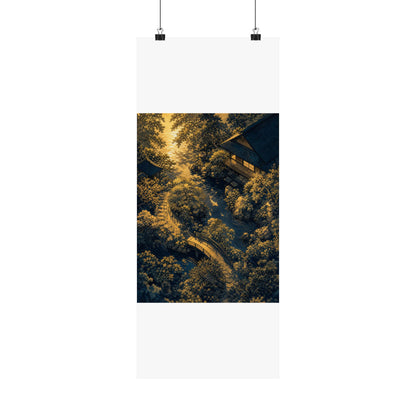 Moonlit Garden Ukiyo E Inspired Wall Art Print | Calm Zen Art
