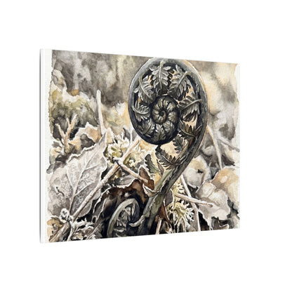 Japandi Fern Unfurling in Golden Hour | Watercolor Canvas Art