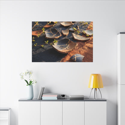 Spring Broken Pottery Gold Vein Canvas Art | Philosophical Decor