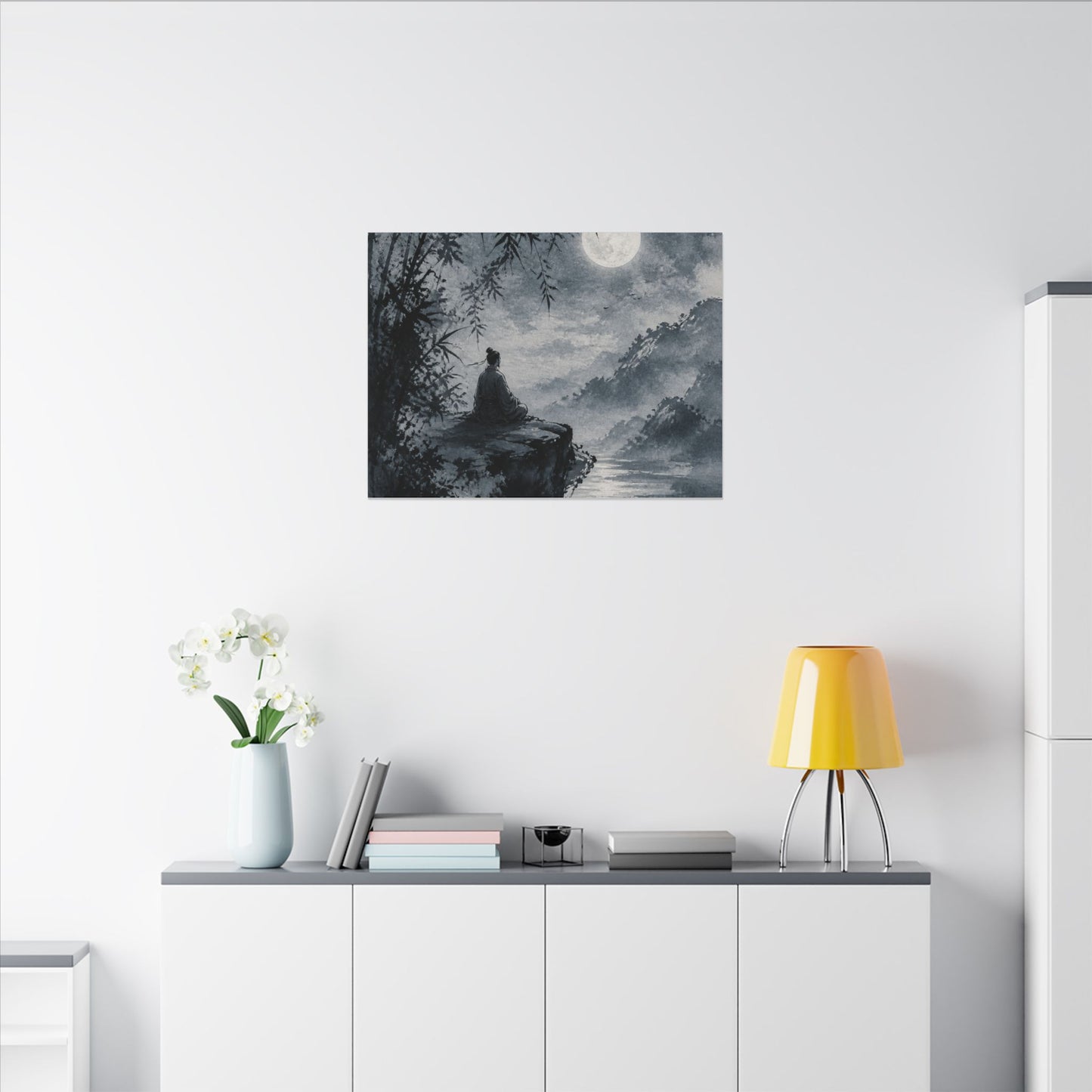 Ink Brushstroke Sumi E Canvas Art | Serene Zen Art