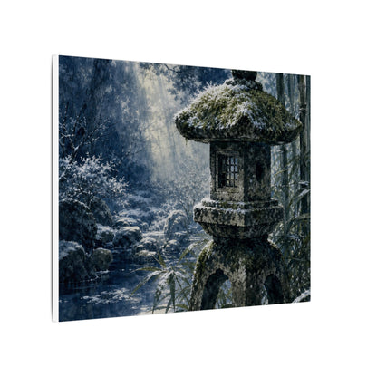 Zen Stone Lantern in Dappled | Sumi E Canvas Art