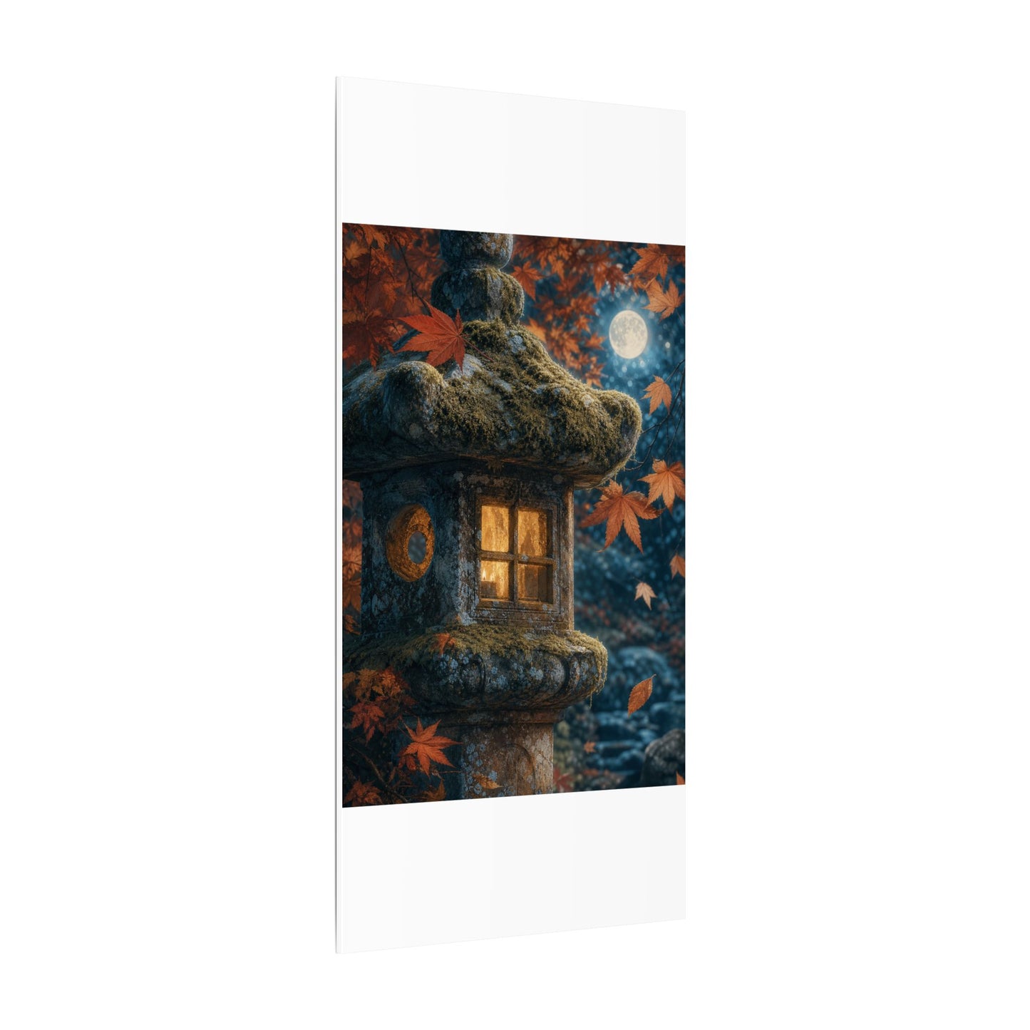 Autumn Stone Lantern Forest Whimsy Canvas Art | Earthy Decor