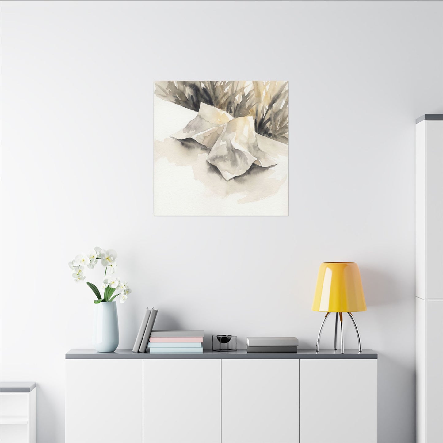 Paper Fold Watercolor Canvas Art | Warm Japandi Art