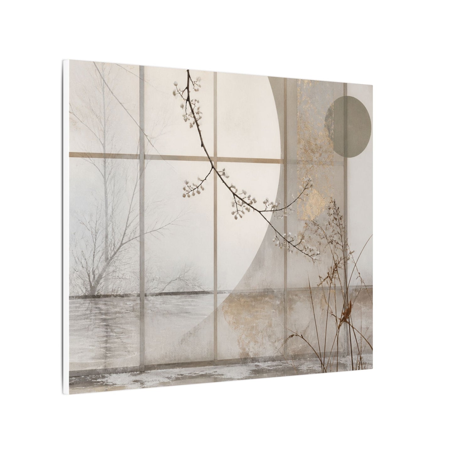Winter Shoji Screen Japanese Pattern Canvas Art | Elegant Decor