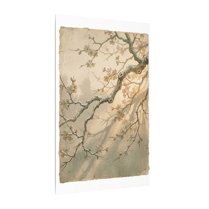 Cherry Blossom Canvas Art | Winter Japandi Japanese Pattern Art