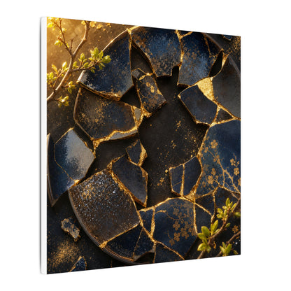 Golden Hour Broken Pottery Canvas Art - Kintsugi Ma