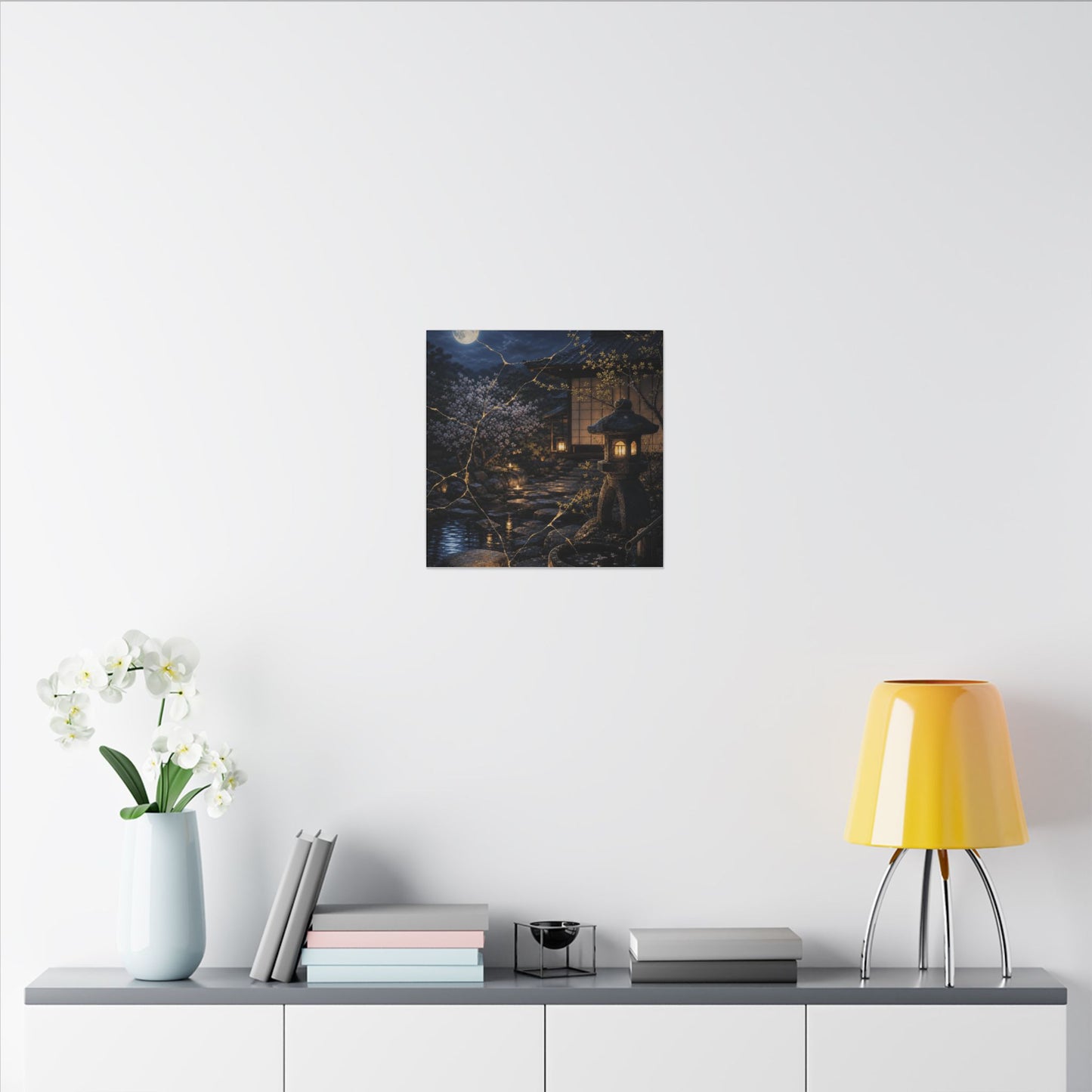 Seijaku Moonlit Garden Canvas Art - Kintsugi Gold Vein