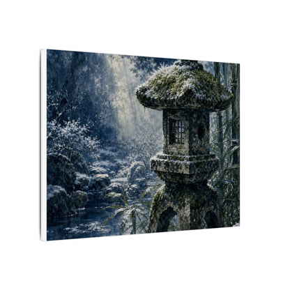 Zen Stone Lantern in Dappled | Sumi E Canvas Art