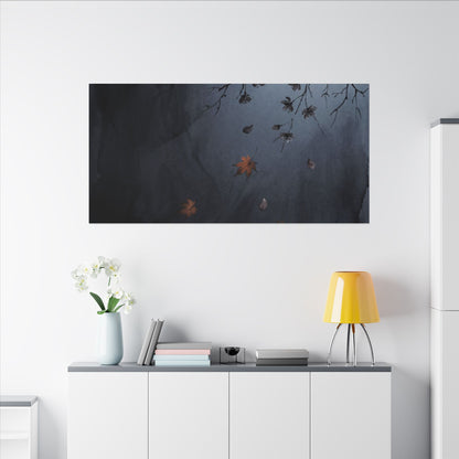 Autumn Cherry Blossom Charcoal Ink Canvas Art | Atmospheric Decor