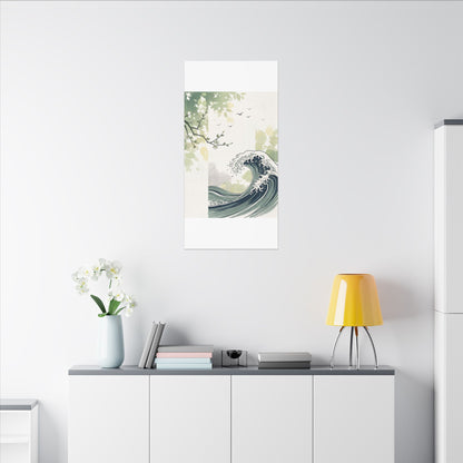 Spring Ocean Wave Ukiyo E Inspired Canvas Art | Serene Decor