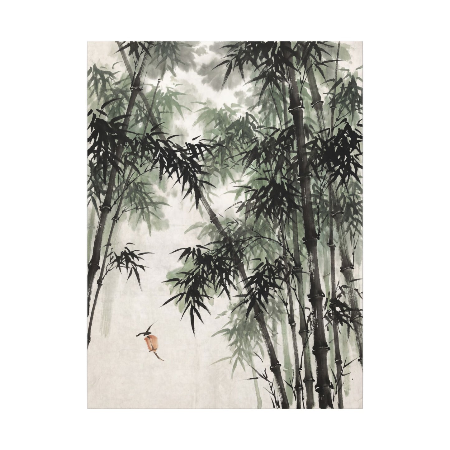 Zen Bamboo Grove in Overcast | Sumi E Canvas Art