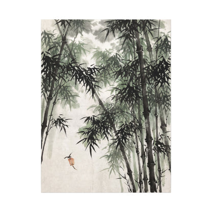 Zen Bamboo Grove in Overcast | Sumi E Canvas Art