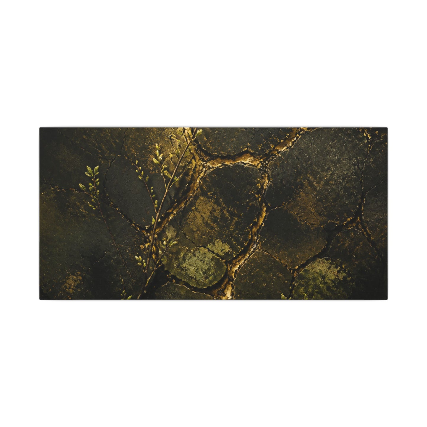 Shibui Cracked Earth Canvas Art - Dark Japandi Dark Texture