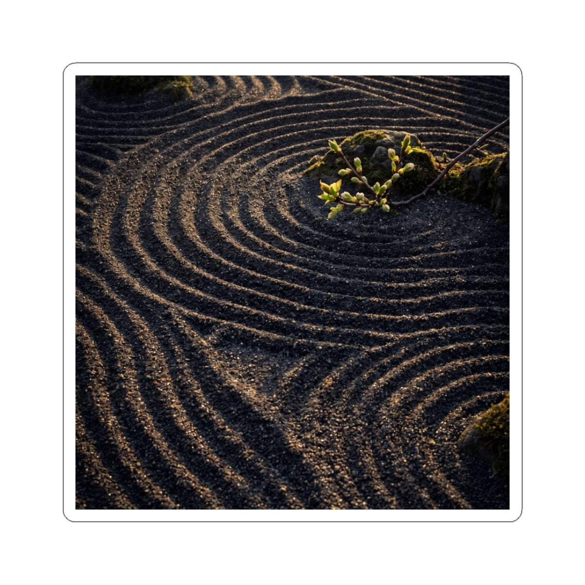 Rock Garden Spring Sticker | Dark Japandi Moody Design