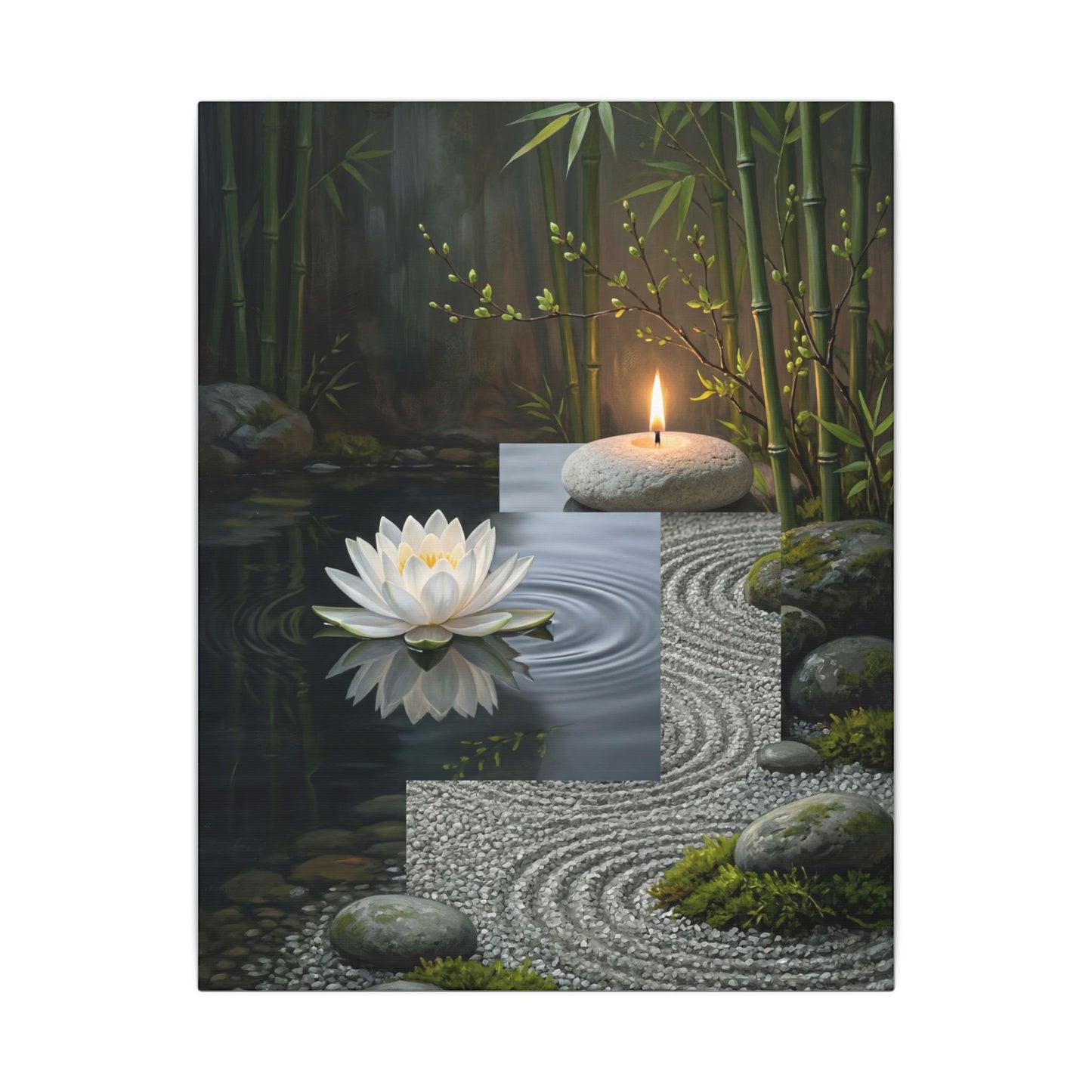 Candlelight Lotus Flower Canvas Art - Zen Kanso