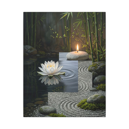 Candlelight Lotus Flower Canvas Art - Zen Kanso