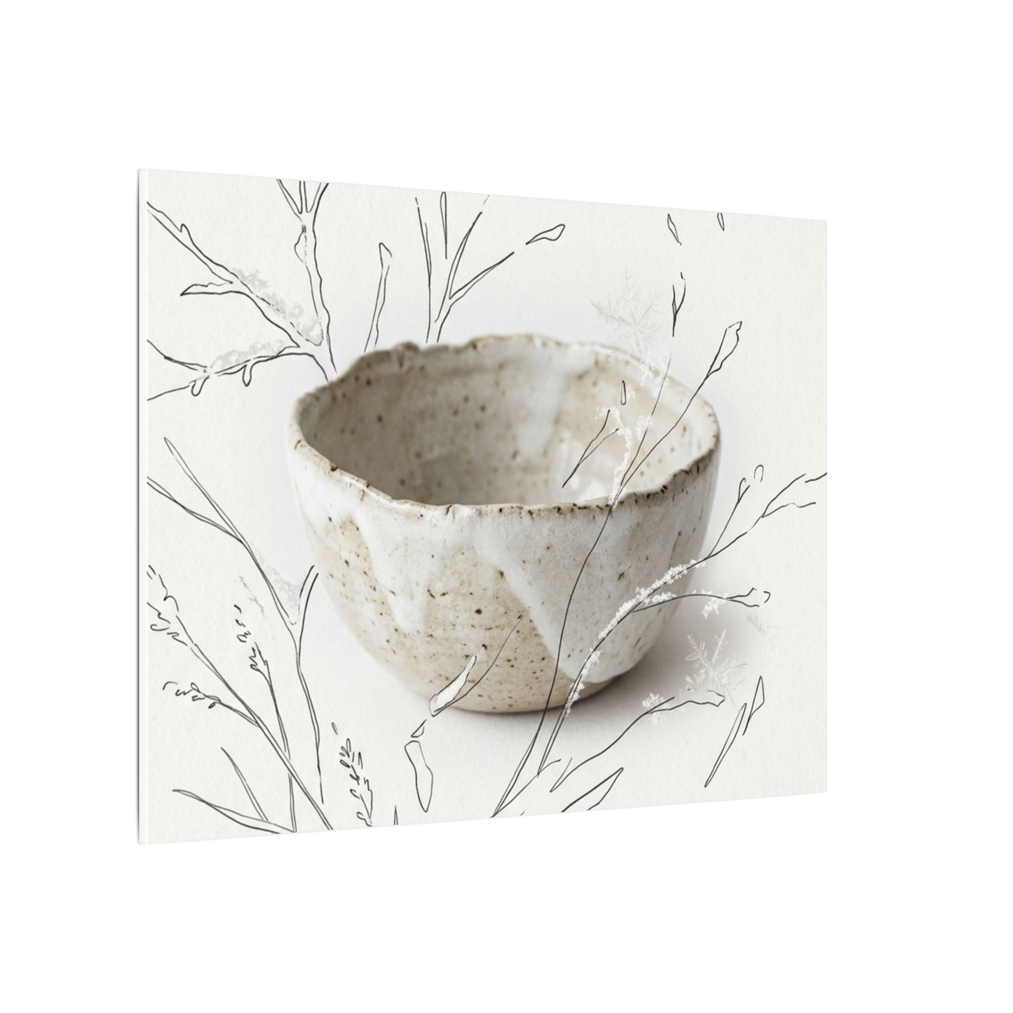 Neutral Ceramic Bowl Canvas Art - Minimal Line Japandi