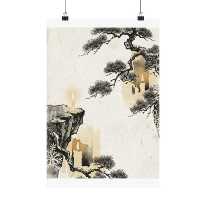 Ma Pine Tree Wall Art Print - Japandi Japanese Pattern
