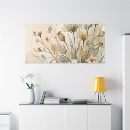 Summer Dried Flowers Watercolor Canvas Art | Elegant Decor