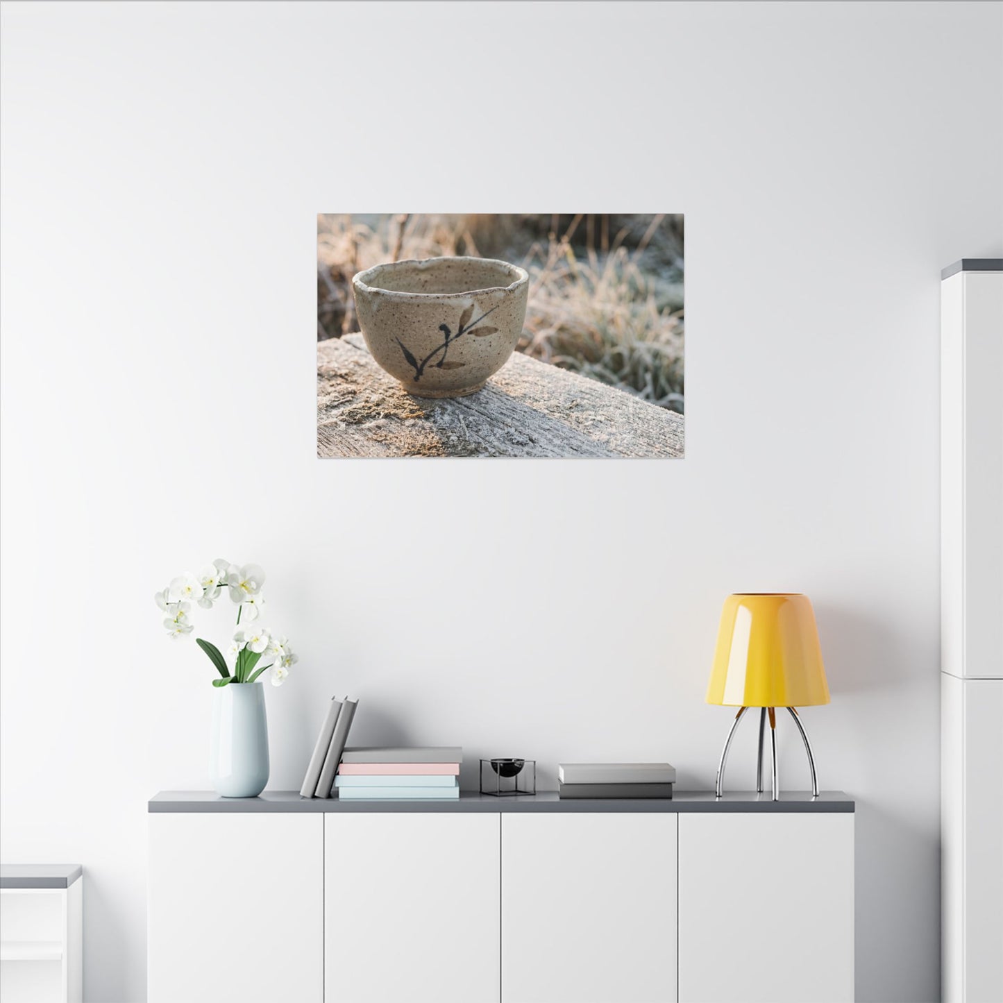 Golden Hour Ceramic Bowl Canvas Art - Japandi Ma