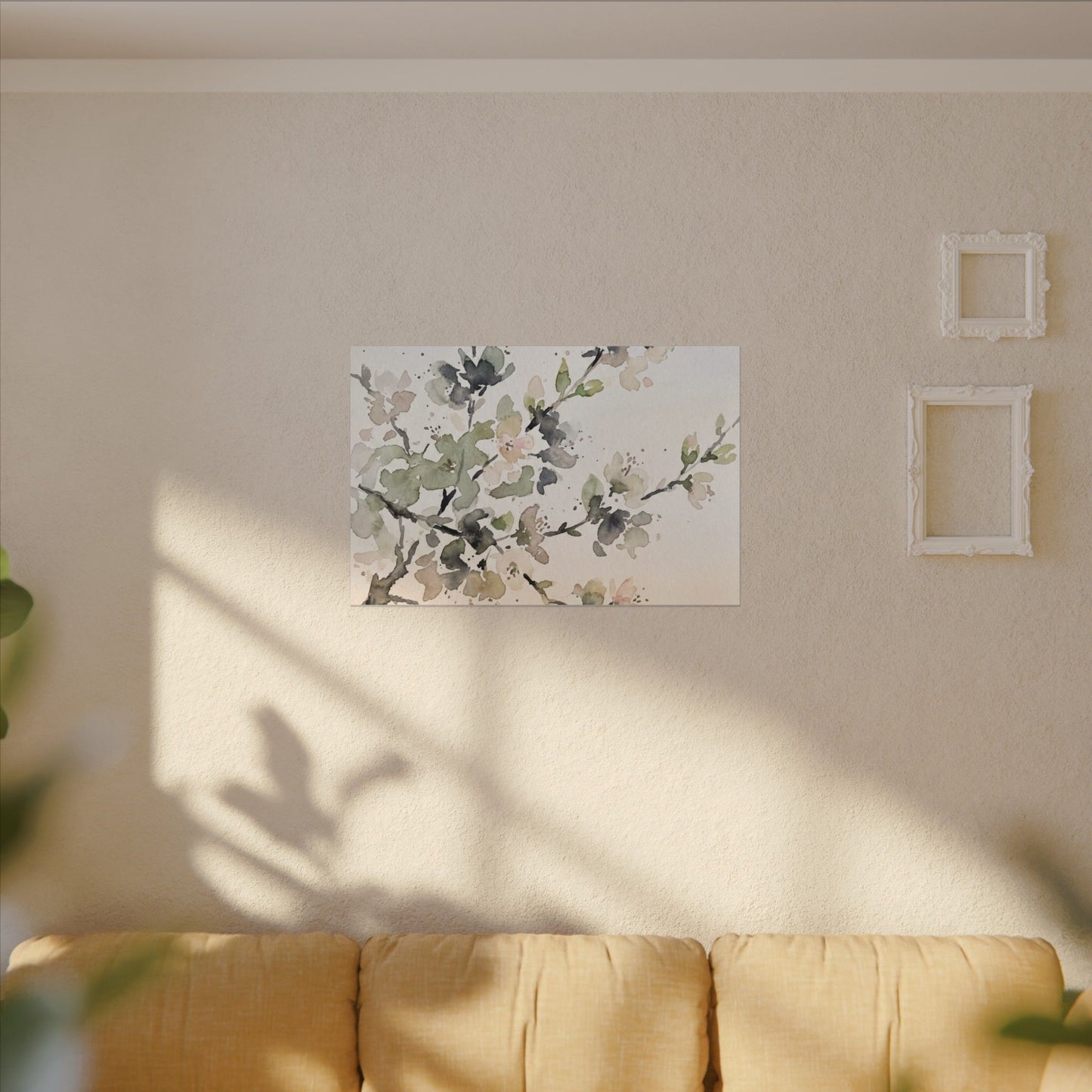 Cherry Blossom Watercolor Canvas Art | Elegant Japandi Art