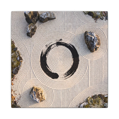 Rock Garden Canvas Art | Winter Zen Enso Art