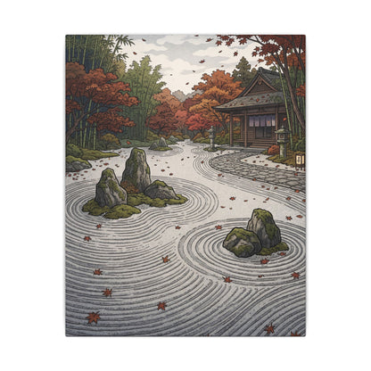 Autumn Rock Garden Ukiyo E Inspired Canvas Art | Peaceful Decor