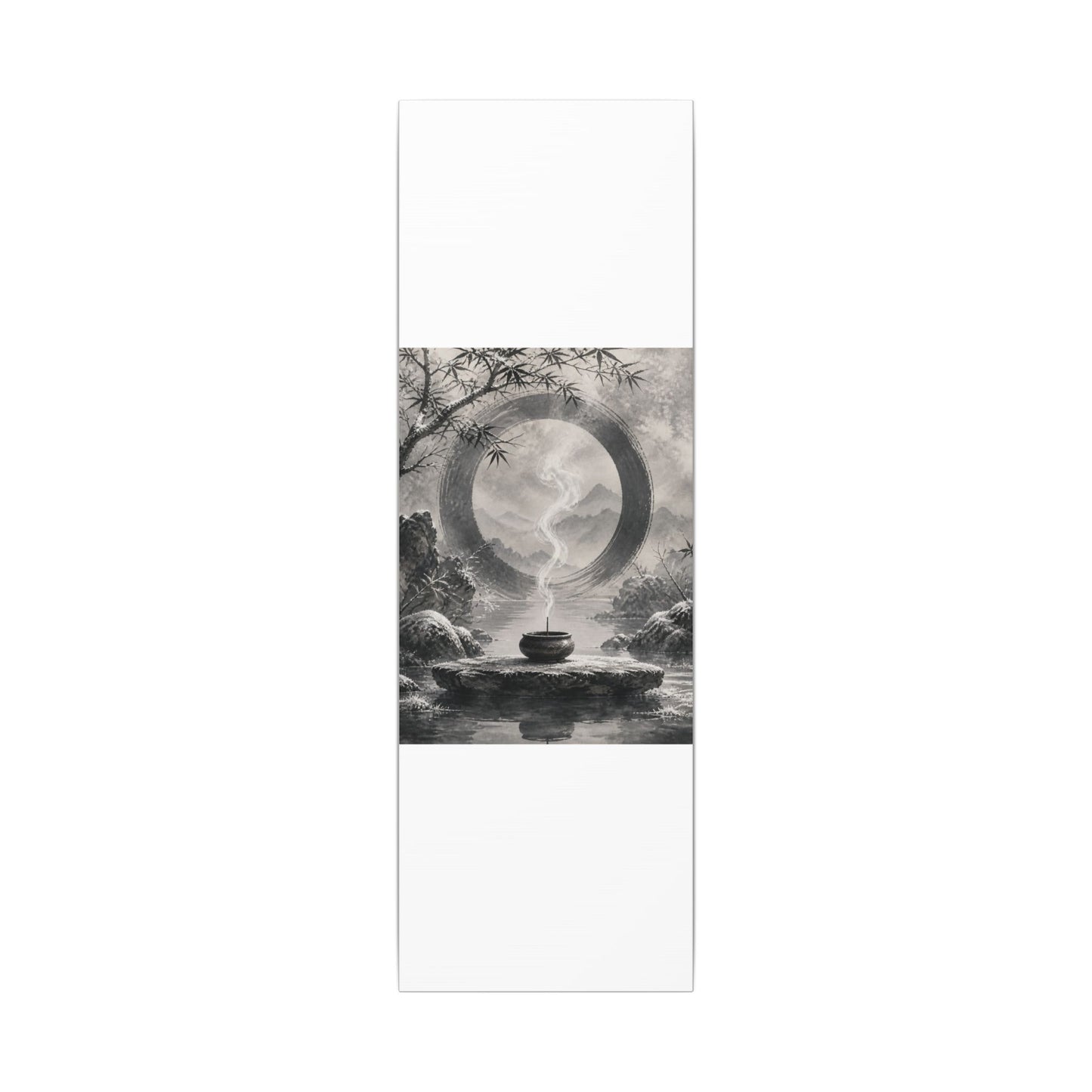 Incense Smoke Canvas Art | Winter Zen Sumi E Art