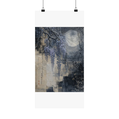 Moonlight Wisteria Wall Art Print - Japandi Seijaku