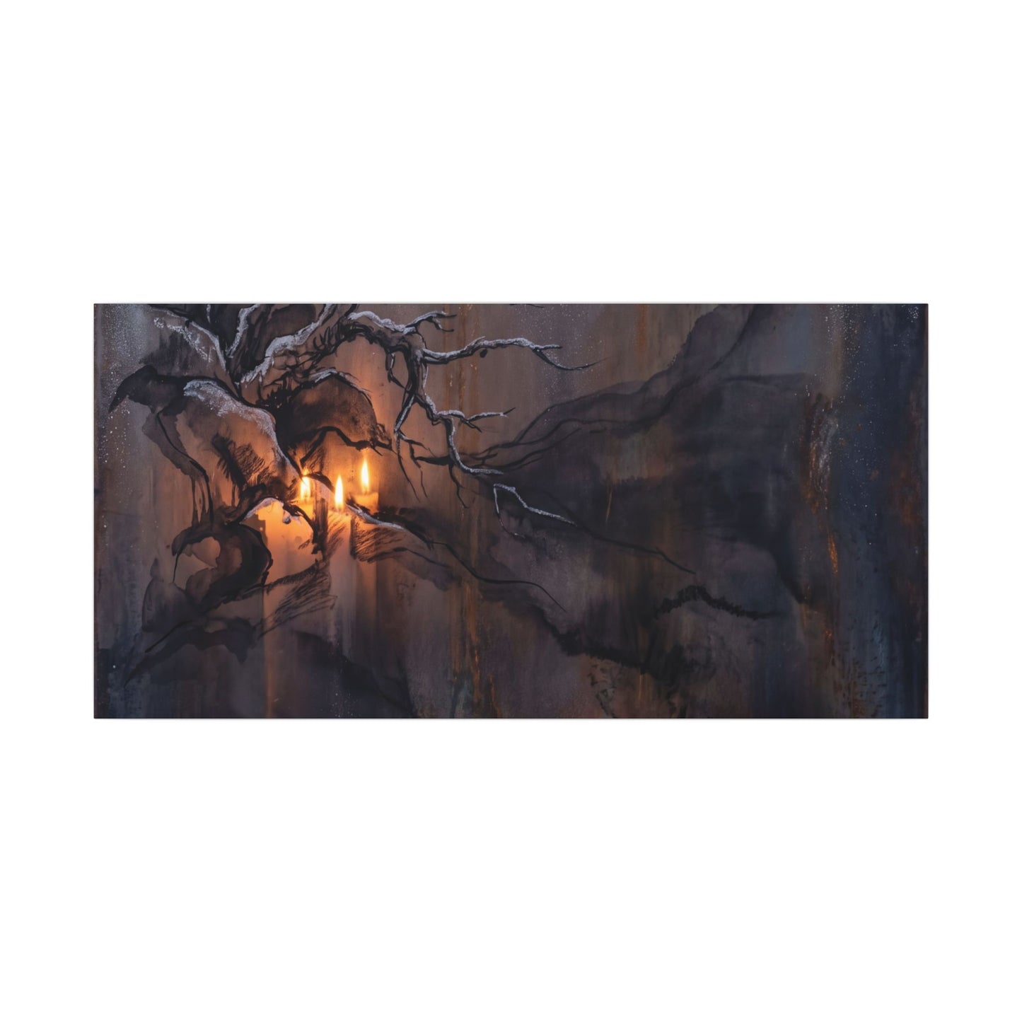 Winter Rust Patina Charcoal Ink Canvas Art | Atmospheric Decor