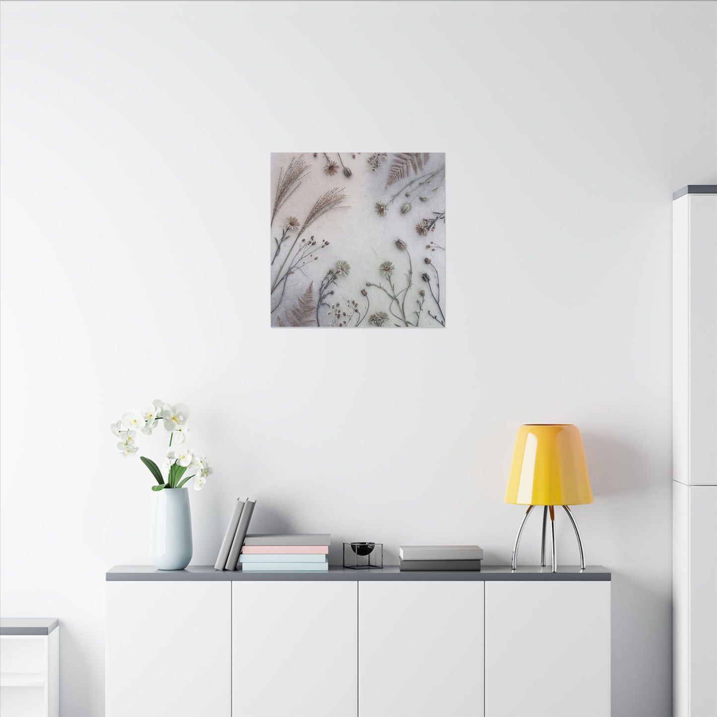 Dried Flowers Japanese Pattern Canvas Art | Elegant Japandi Art