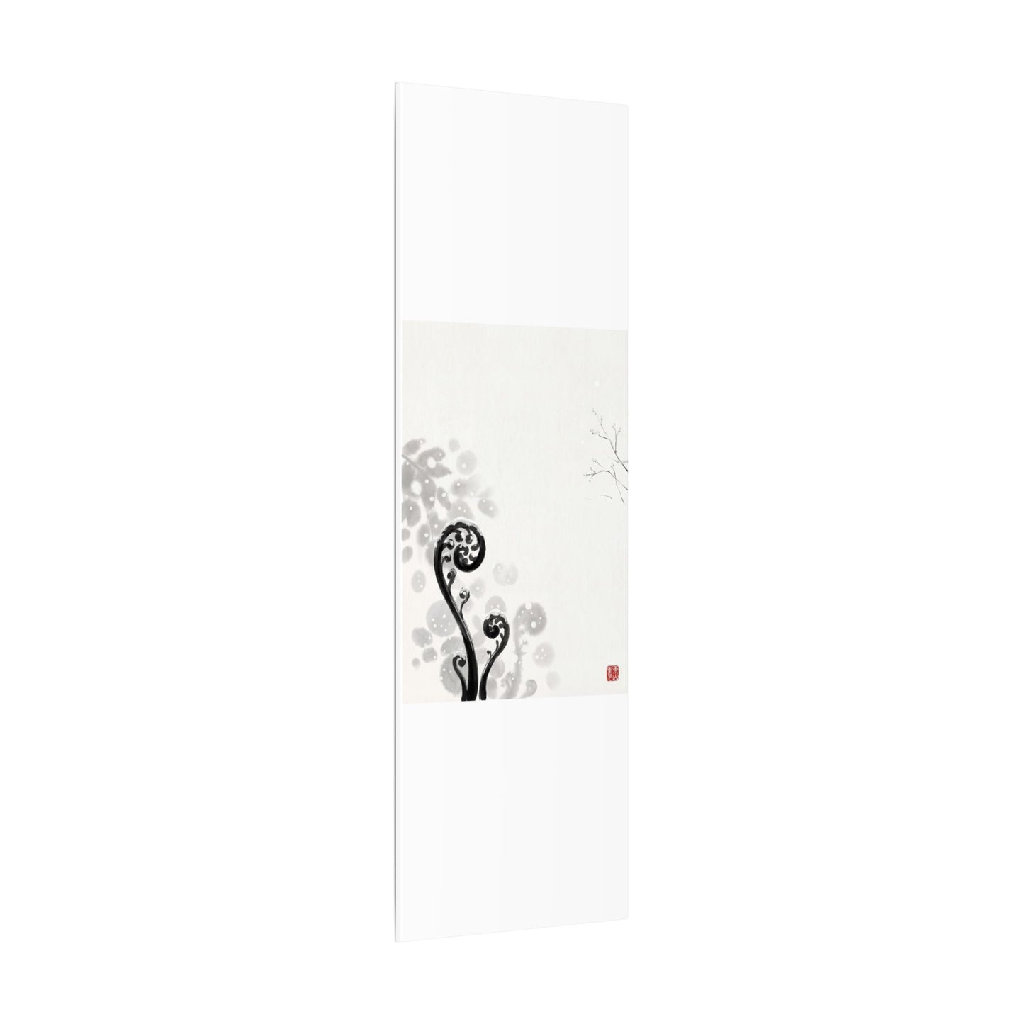 Winter Fern Unfurling Ukiyo E Inspired Canvas Art | Peaceful Decor