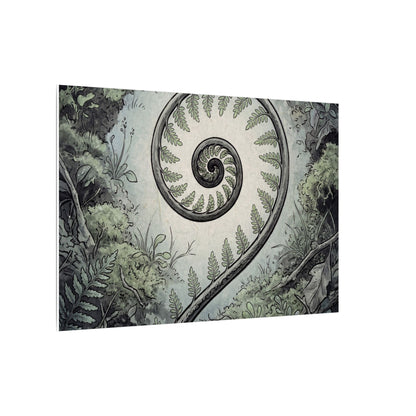 Zen Fern Unfurling in Dawn | Ukiyo E Inspired Canvas Art