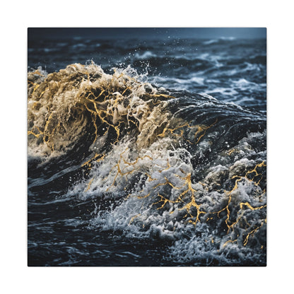 Ocean Wave Winter Canvas Art | Kintsugi Artful Design