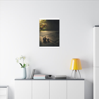 Dark Japandi Tea Ceremony in Golden Hour | Dark Texture Canvas Art