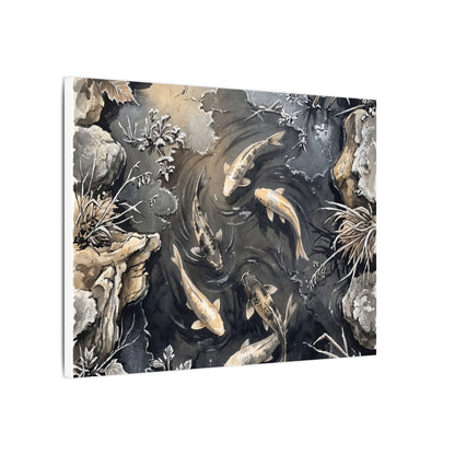Koi Pond Canvas Art | Winter Japandi Japanese Pattern Art