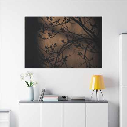 Dark Japandi Shadow Play in Golden Hour | Shadow Zen Canvas Art