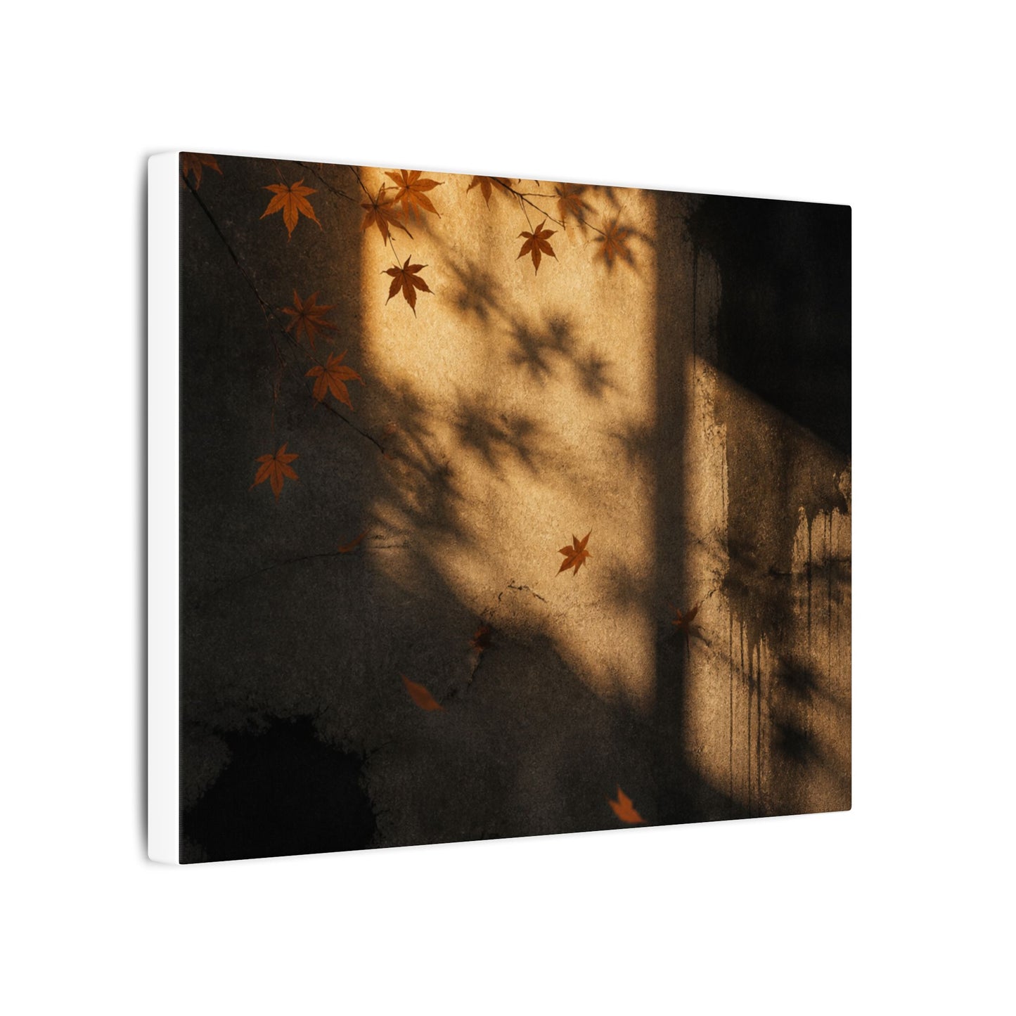 Shadow Play Canvas Art | Autumn Dark Japandi Charcoal Ink Art