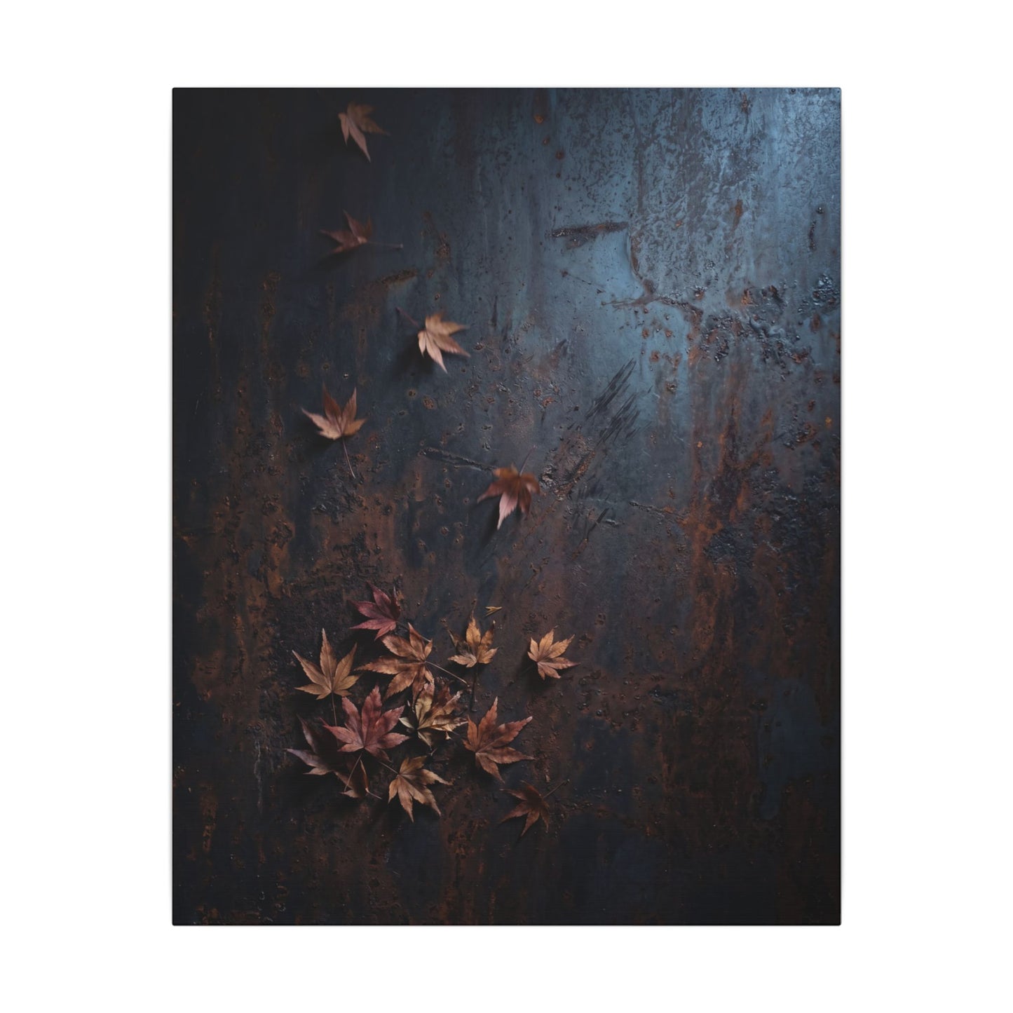 Moonlight Rust Patina Canvas Art - Dark Japandi Mono No Aware