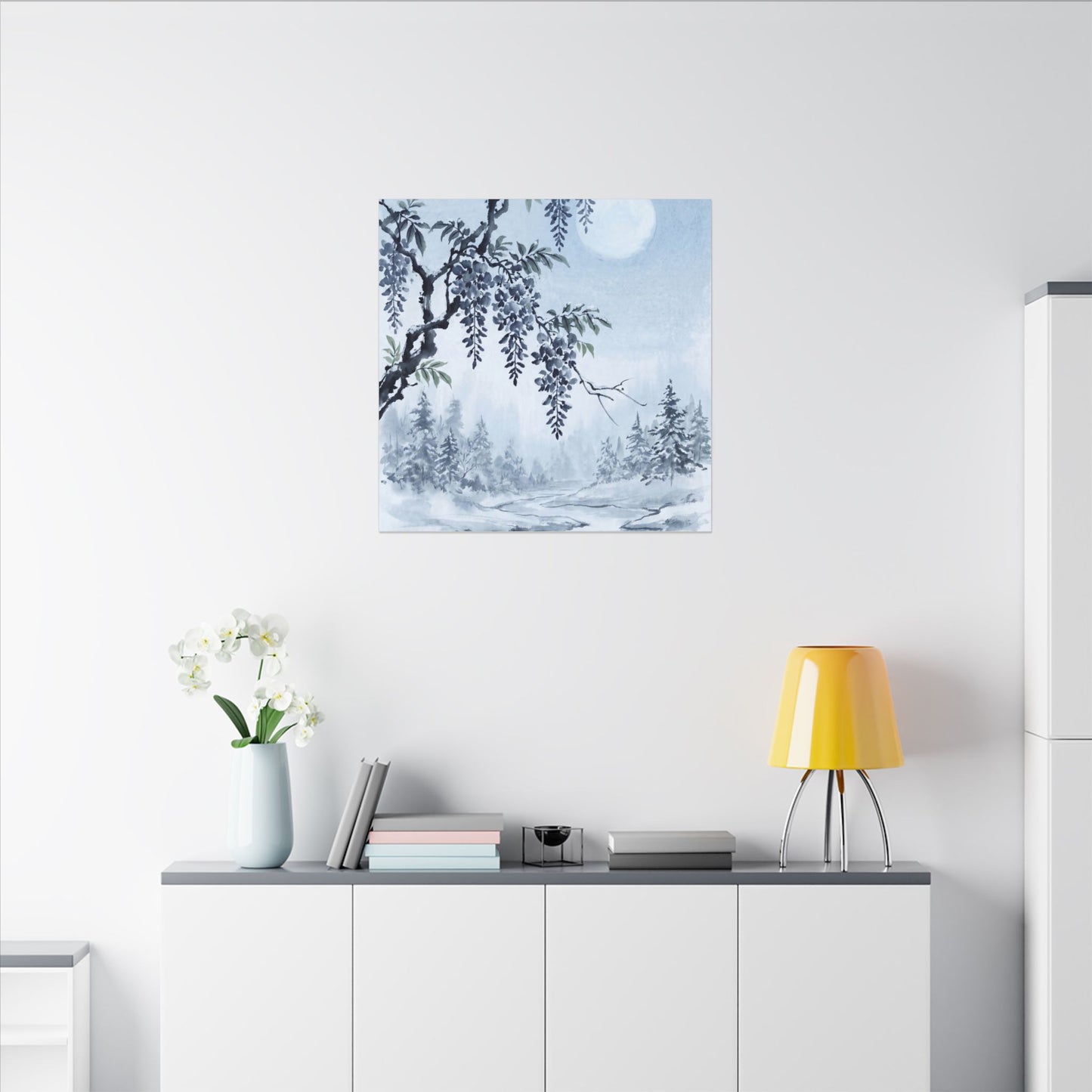 Seijaku Wisteria Canvas Art - Zen Sumi E