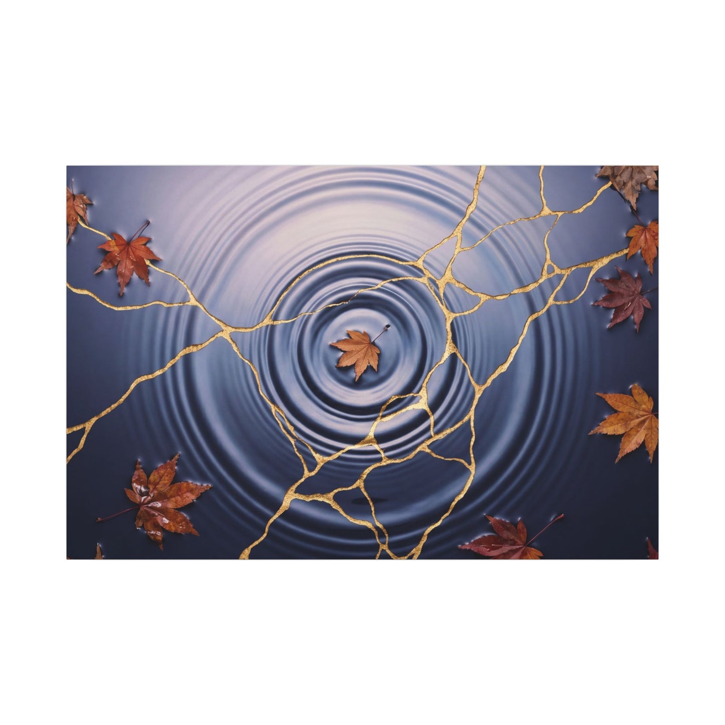 Kintsugi Water Ripple in Dawn | Gold Vein Canvas Art