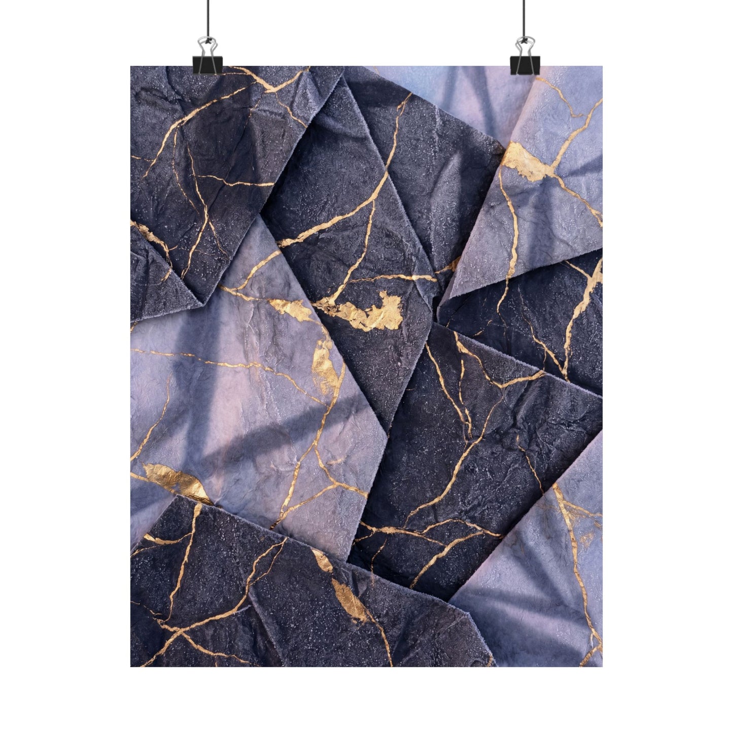 Artful Paper Fold Wall Art Print - Gold Vein Kintsugi Art Print