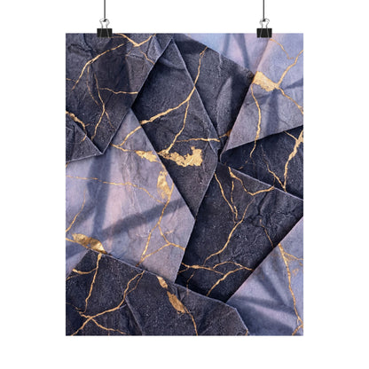 Artful Paper Fold Wall Art Print - Gold Vein Kintsugi Art Print