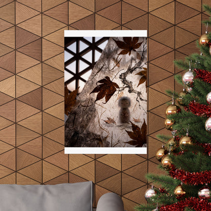 Shoji Screen Autumn Wall Art Print | Dark Japandi Bold Design