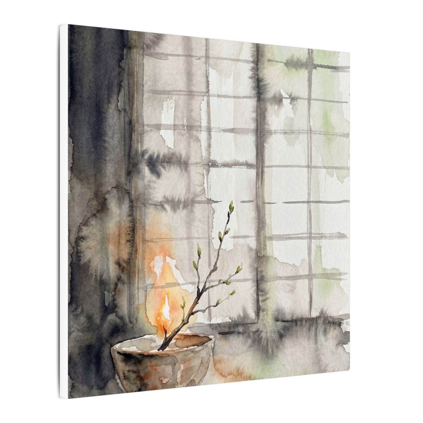 Shoji Screen Canvas Art | Spring Japandi Watercolor Art
